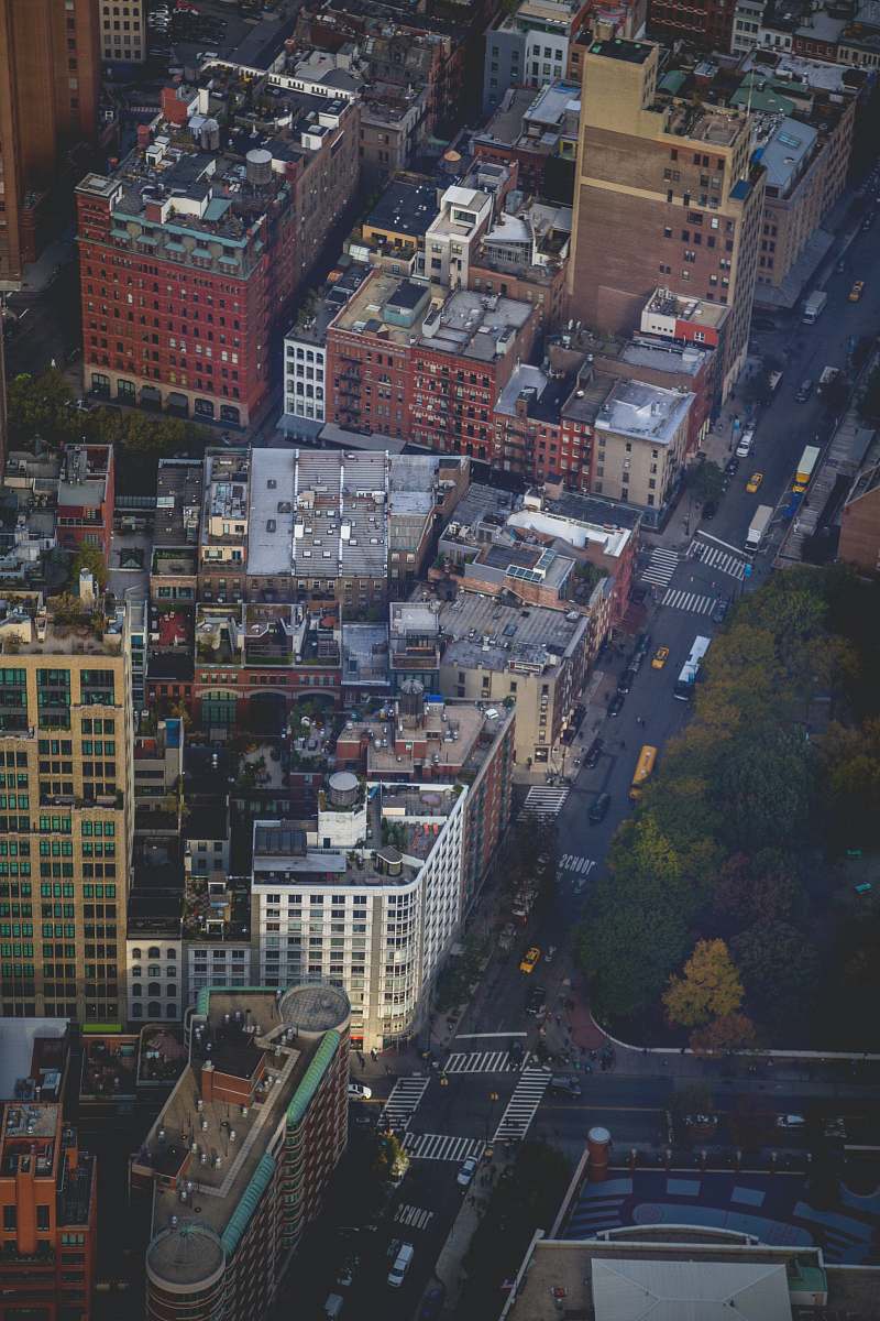 aerial view top view of city buildings landscape